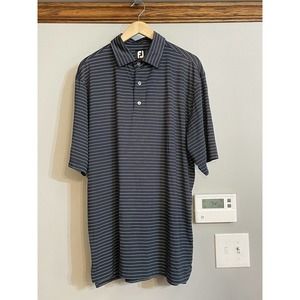 FootJoy Golf Polo Shirt Striped Performance Pullover Wicking Sz Large EUC